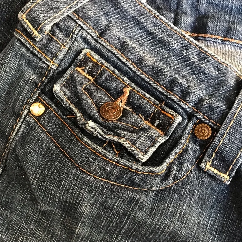 True Religion Jeans Blingy buttons amber rhinestones Y2K - Picture 9 of 12